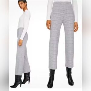 Aritzia Wilfred Women Size 6 Kick Flare High Waist Wide Gingham Pants Gray White